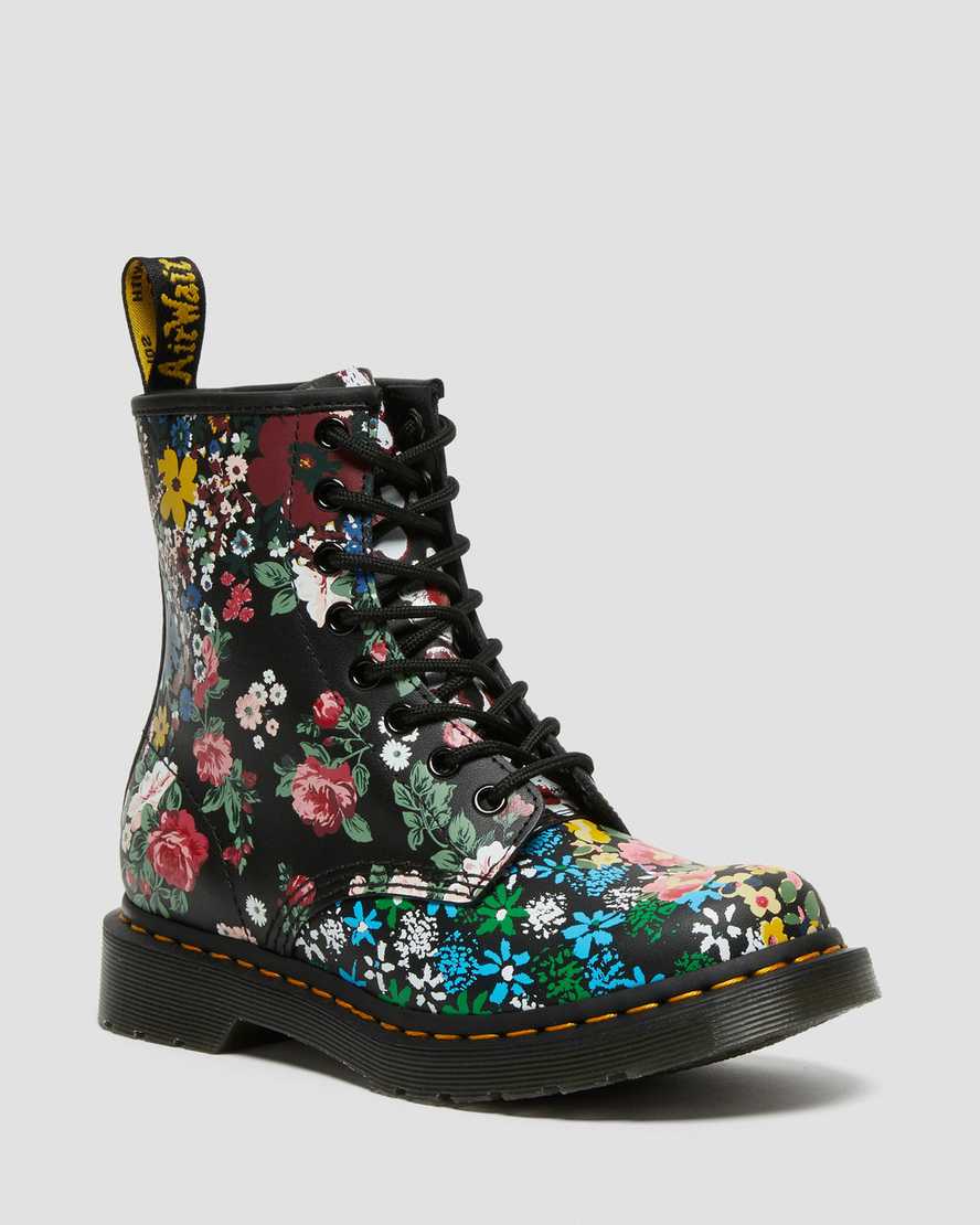 Dr. Martens 1460 Pascal Floral Mash Up Lær Snørestøvler Dame Hvite/Svart [9540LOSAZ]